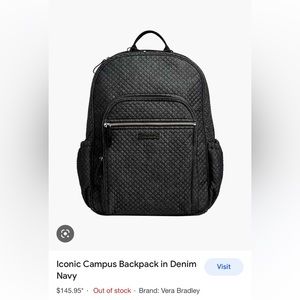 Vera Bradley Campus Backpack in Denim Navy